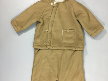 Combi-veste-nid d'ange imitation mouton retourné kaki, bas amovible, 12-18m