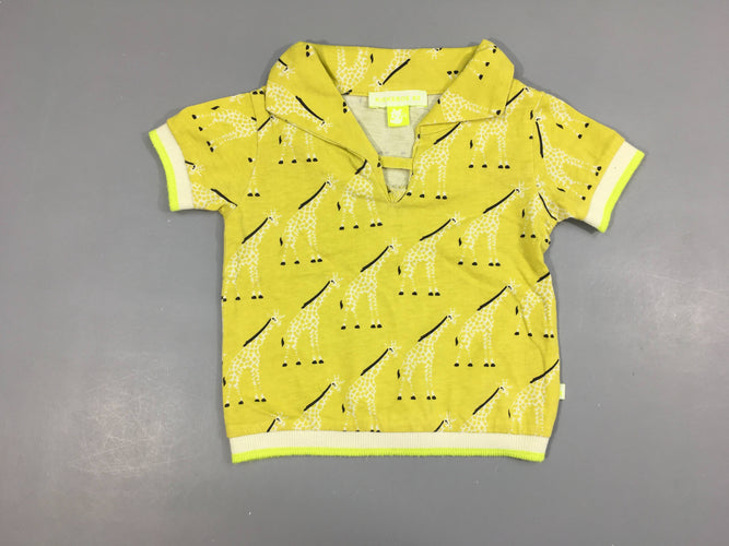 Polo m.c jaune girafes Kiekeboe, moins cher chez Petit Kiwi