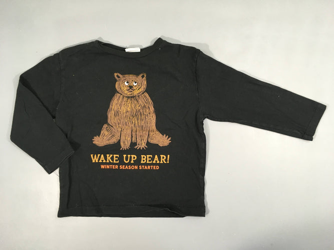 T-shirt m.l noir ours brun, moins cher chez Petit Kiwi