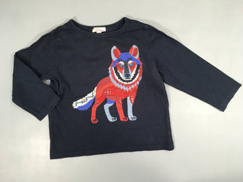 T-shirt m.l bleu foncé loup texturé