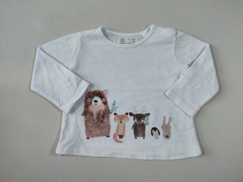 T-shirt m.l blanc animaux de la forêt