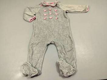 Pyjama velours gris noeuds roses