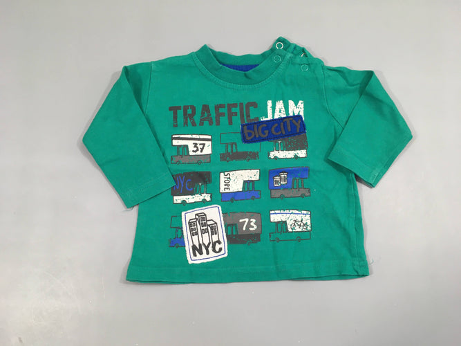 T-shirt m.l vert Traffic Jam, moins cher chez Petit Kiwi