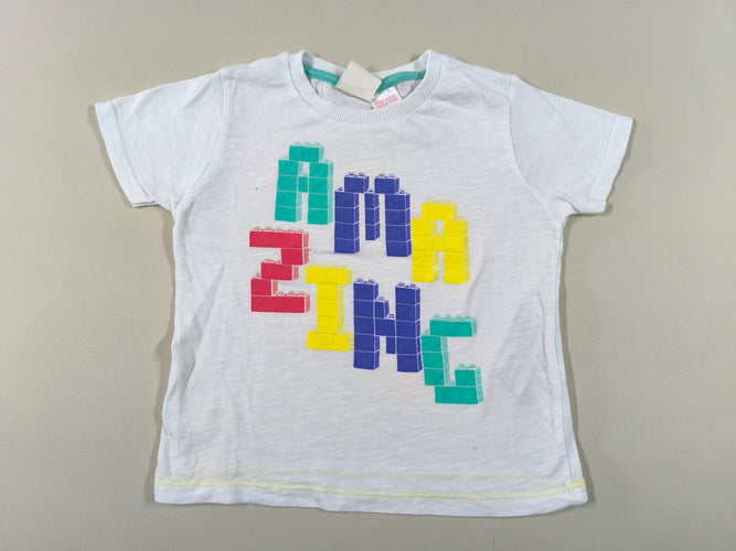 T-shirt m.c blanc briques "Amazing", moins cher chez Petit Kiwi