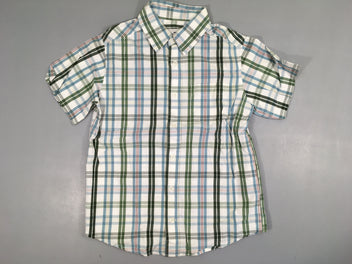 Chemise m.c à carreaux blanc-bleu-vert