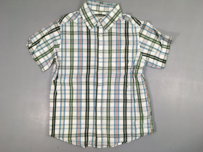 Chemise m.c à carreaux blanc-bleu-vert, moins cher chez Petit Kiwi