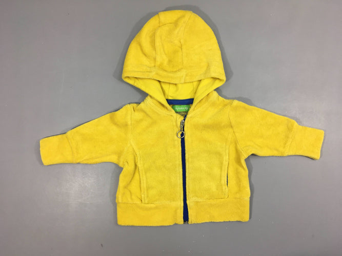 Gilet à capuche zippé éponge jaune, moins cher chez Petit Kiwi