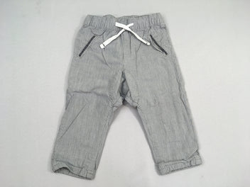 Pantalon blanc ligné gris doublé jersey