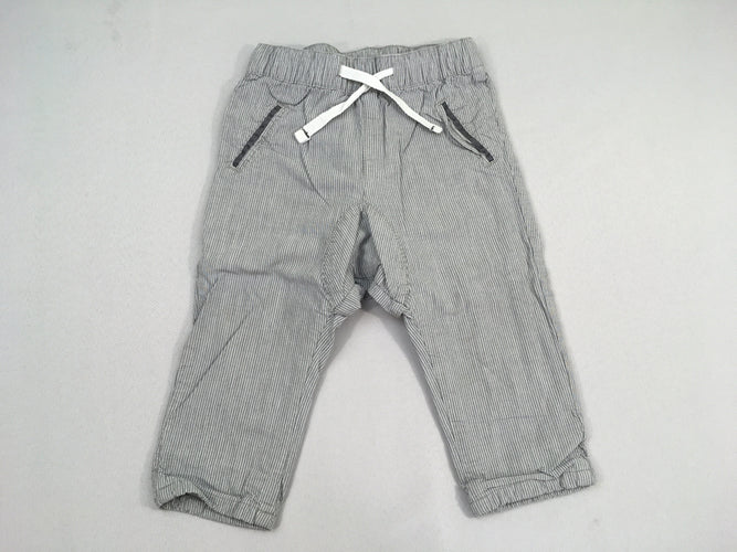 Pantalon blanc ligné gris doublé jersey, moins cher chez Petit Kiwi