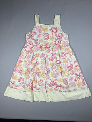 Robe à bretelles blanc crème - motifs rouge/rose/jaune, moins cher chez Petit Kiwi