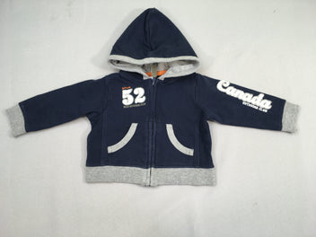 Sweat zippé à capuche bleu foncé 52