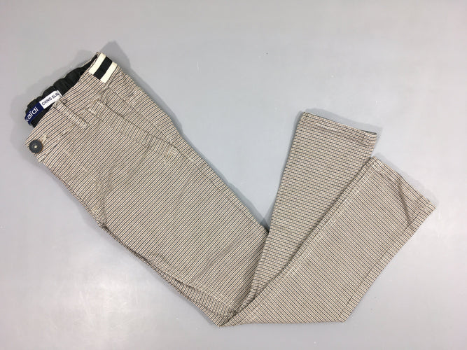 Pantalon chino slim à carreaux minis brun-gris, moins cher chez Petit Kiwi