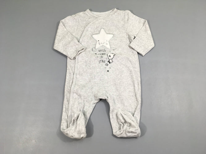 Pyjama velours gris étoile texturée, moins cher chez Petit Kiwi