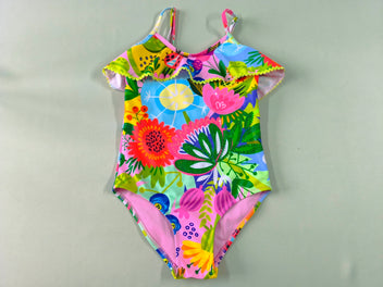 Maillot multicolore fleurs sequins volant, Violetta junior