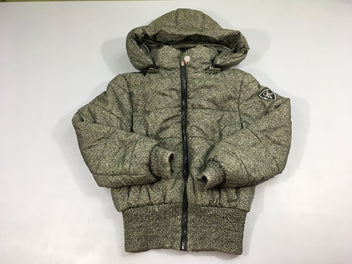 Veste ouatinée verte léopard à capuche amovible