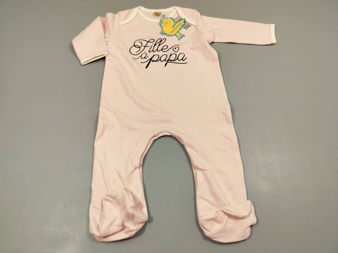 NEUF Pyjama jersey rose clair "fille à papa" 100% coton, moins cher chez Petit Kiwi