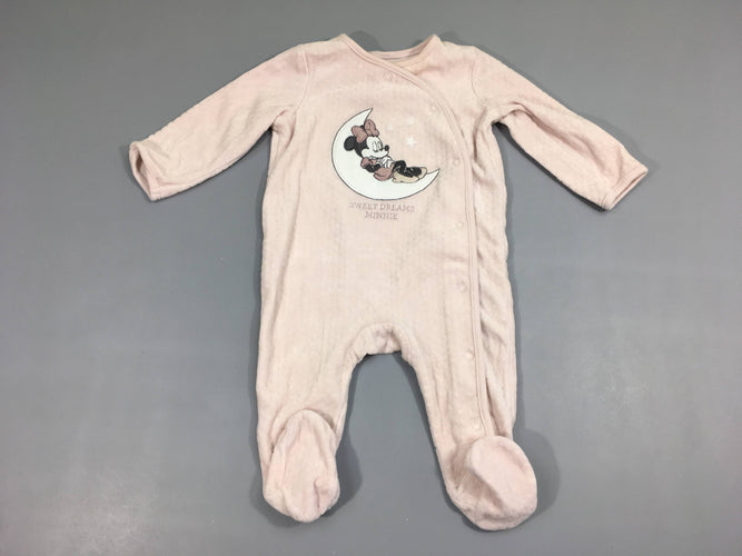 Pyjama velours rose pois Minnie lune, moins cher chez Petit Kiwi