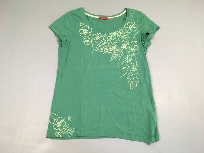 T-shirt m.c vert fleurs, moins cher chez Petit Kiwi