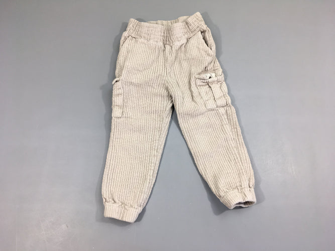 Pantalon velours côtelé gris taille et chevilles élastiques Baje, moins cher chez Petit Kiwi