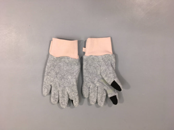 Gants polar gris-rose, moins cher chez Petit Kiwi