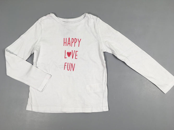 T-shirt m.l blanc Happy Love, moins cher chez Petit Kiwi