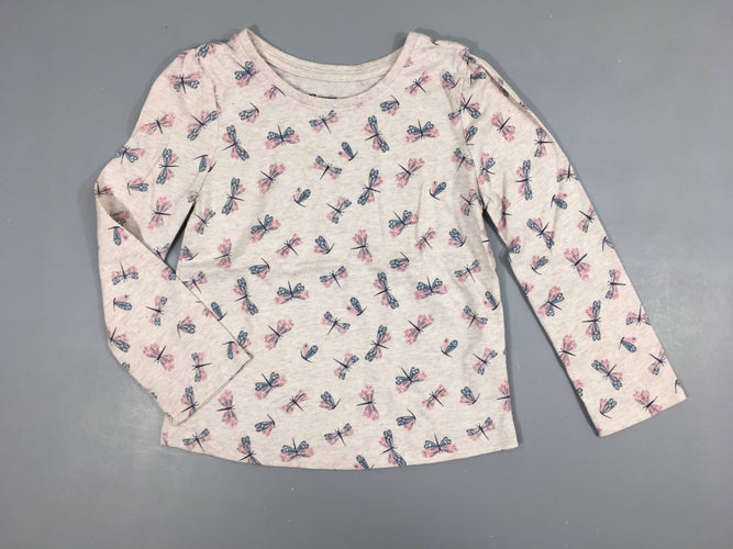 T-shirt m.l gris chiné rose libellules, moins cher chez Petit Kiwi