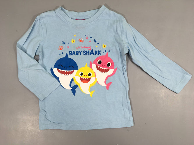 T-shirt m.l bleu Baby Shark, moins cher chez Petit Kiwi