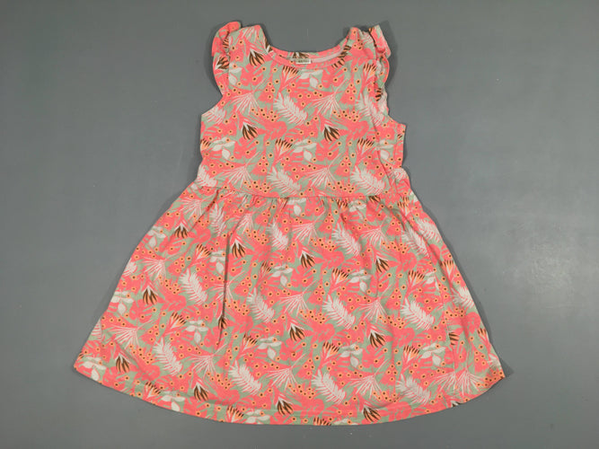 Robe s.m rose motif feuillages bleu-clair, moins cher chez Petit Kiwi