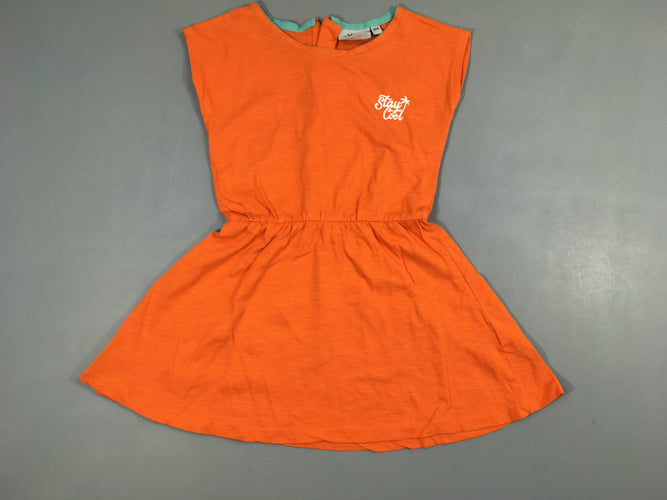 Robe s.m jersey orange flammé zip arrière, moins cher chez Petit Kiwi