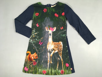 Robe m.l jersey motif biche en foret bleu foncé arrière