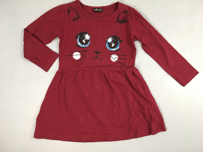 Robe m.l jersey aubergine Chat, moins cher chez Petit Kiwi