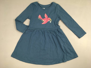 Robe m.l jersey bleu oiseau