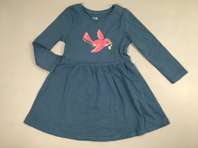 Robe m.l jersey bleu oiseau, moins cher chez Petit Kiwi