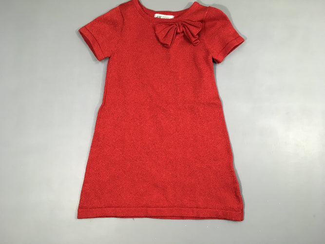 Robe pull m.c rouge irisé Noeud, moins cher chez Petit Kiwi