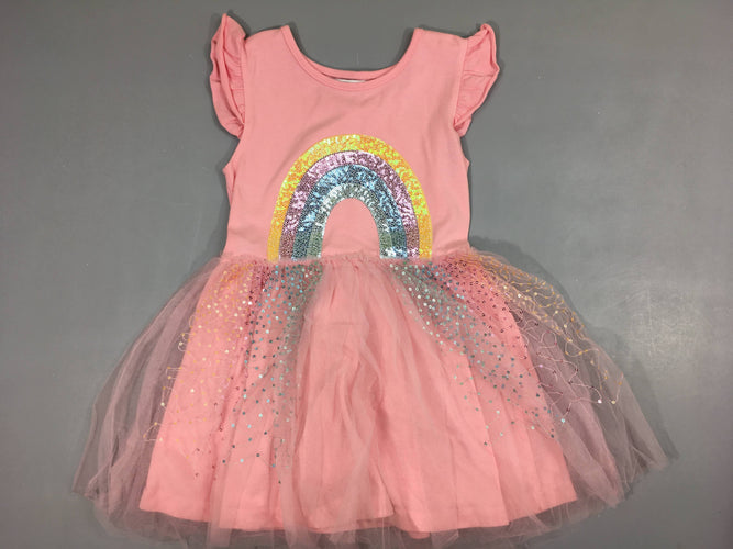 Robe m.c rose tulle sequins arc-en-ciel, moins cher chez Petit Kiwi