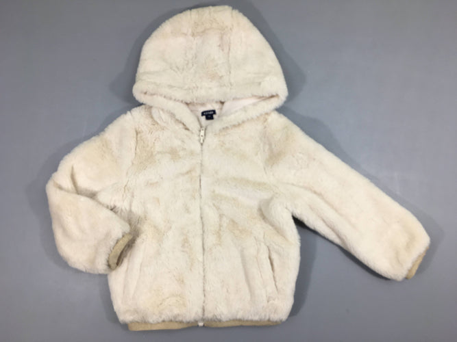 Gilet à capuche peluche blanc cassé, moins cher chez Petit Kiwi