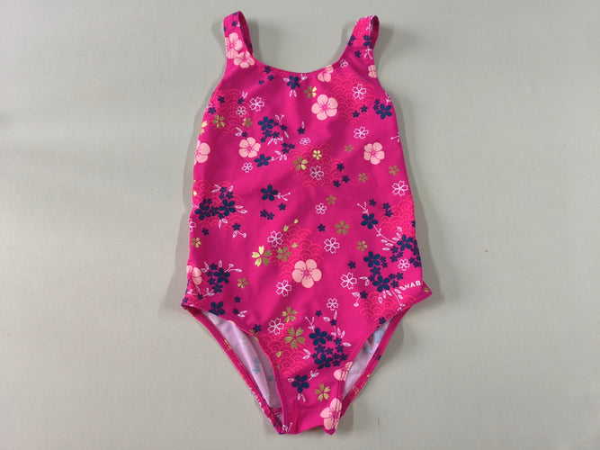 Maillot rose fleurs noeud dans le dos, moins cher chez Petit Kiwi