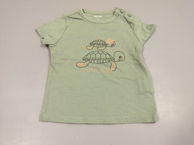 T-shirt m.c vert, tortues 100% coton, moins cher chez Petit Kiwi