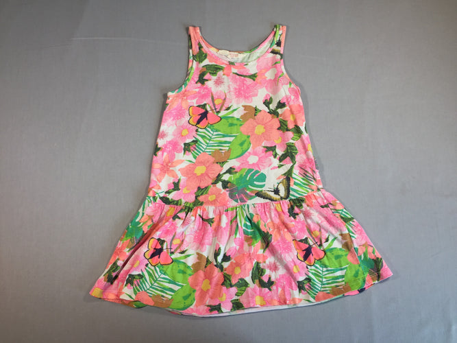 Robe s.m jersey grandes fleurs roses, moins cher chez Petit Kiwi