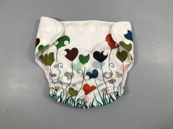 Maman & bb nature culotte de prote.ction blanc motifs ballons coeurs  pour couche lavable100% polyester