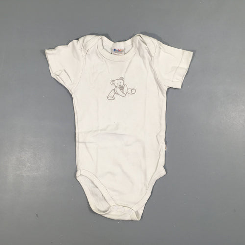 Body m.c blanc, ourson 100% coton, moins cher chez Petit Kiwi