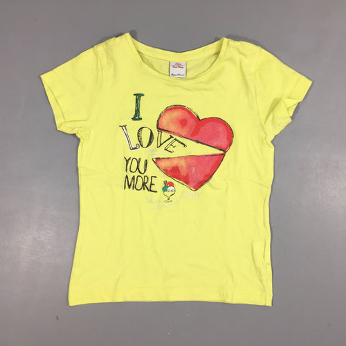 T-shirt m.c jaune " I love you more" 100% coton, moins cher chez Petit Kiwi