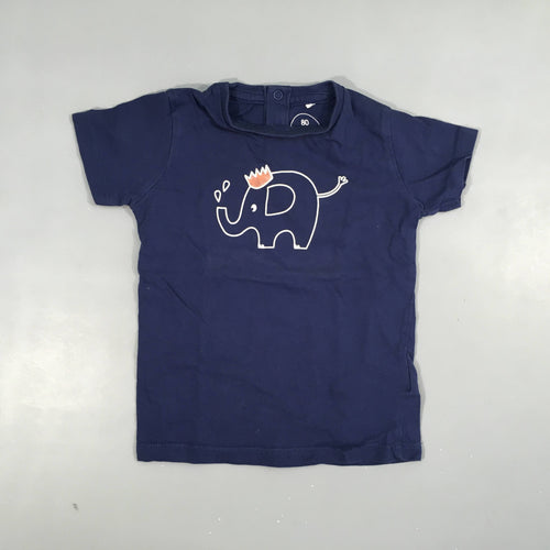 T-shirt m.c bleu marine éléphant 100% coton, moins cher chez Petit Kiwi