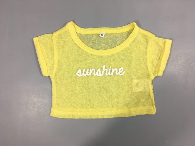 T-shirt m.c jaune transparant écriture blanche " sunshine" 100% polyester, moins cher chez Petit Kiwi