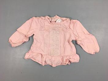 Blouse m.l rose clair avec  broderies  100% viscose