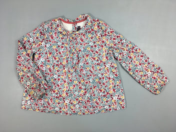 Blouse m.l blanche à fleurs rouges, et jaunes