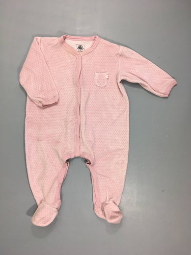 Pyjama velours rose clair à pois, moins cher chez Petit Kiwi