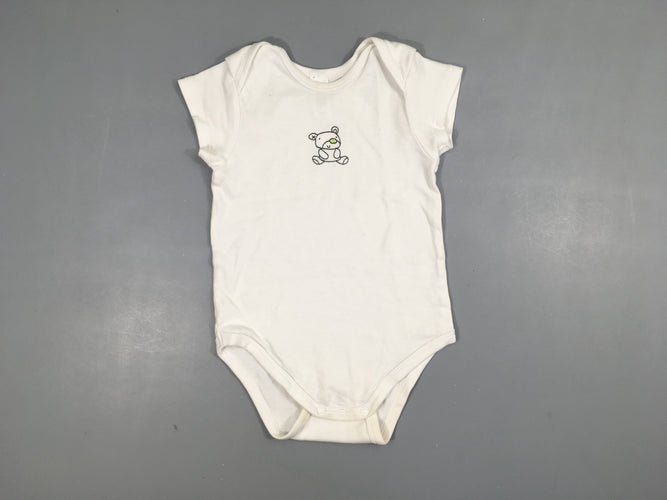 Body m.c blanc ourson 100% coton, moins cher chez Petit Kiwi