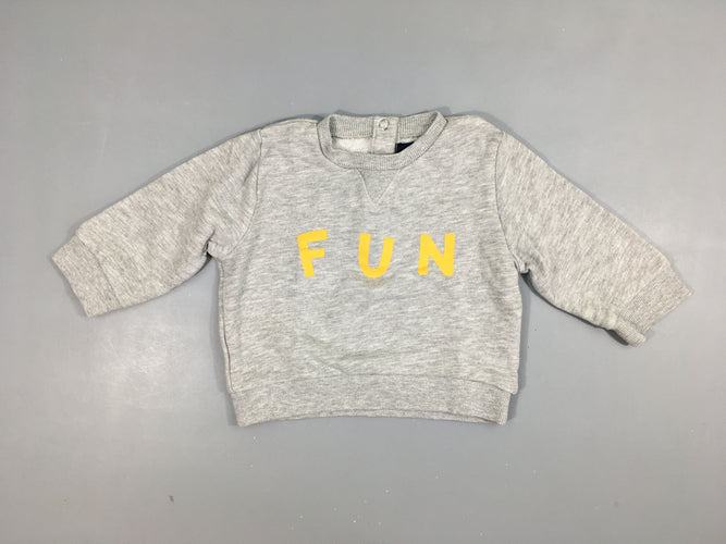 Sweat gris claire flammé  "Fun"98%  coton  2%viscose, moins cher chez Petit Kiwi