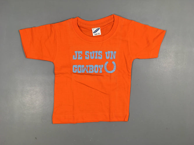 T-shirt m.c orange " Je suis un cowboy" 100% coton, moins cher chez Petit Kiwi